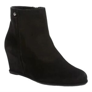 Stuart Weitzman Sidetrack Black Suede Wedge Ankle Boot